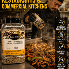Seasoning sprinkled on grilled steak by Farmer Brothers for enhanced savory flavor
