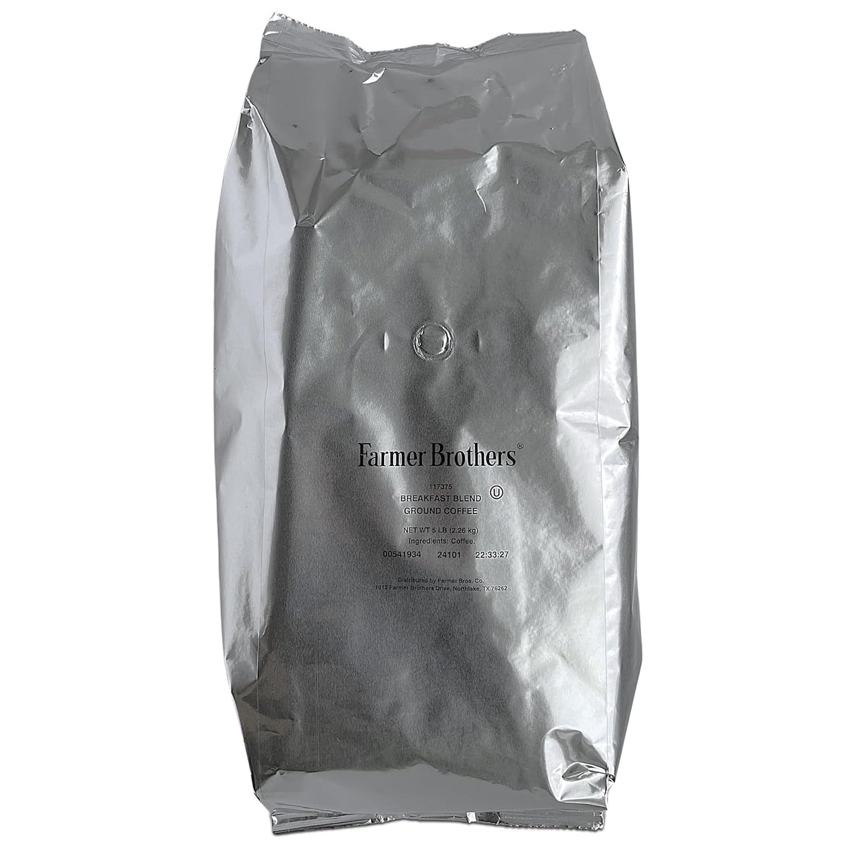 Farmer Brothers front packaging showing 5 lb foil bag and brand