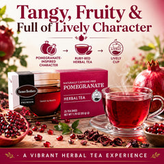 Chilled pitcher of Farmer Brothers iced pomegranate herbal tea offering refreshing thirst relief