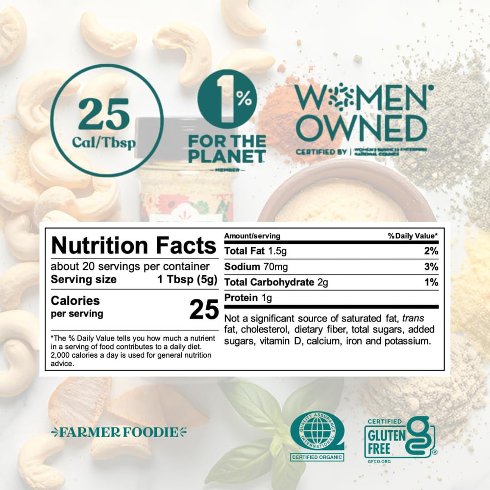 Farmer Foodie bowl of organic cashews and herbs showing real ingredients and clean label