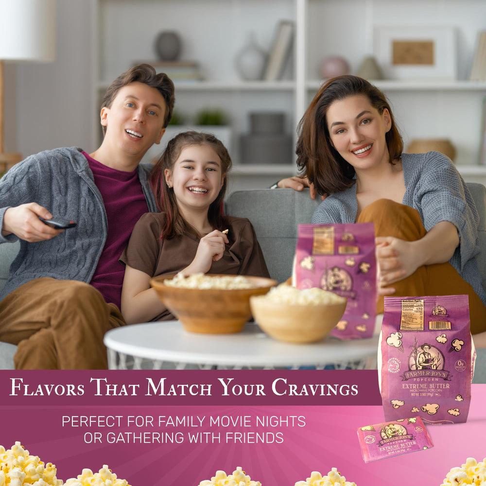 Farmer Jon's visible butter seasoning coating offering rich savory flavor
