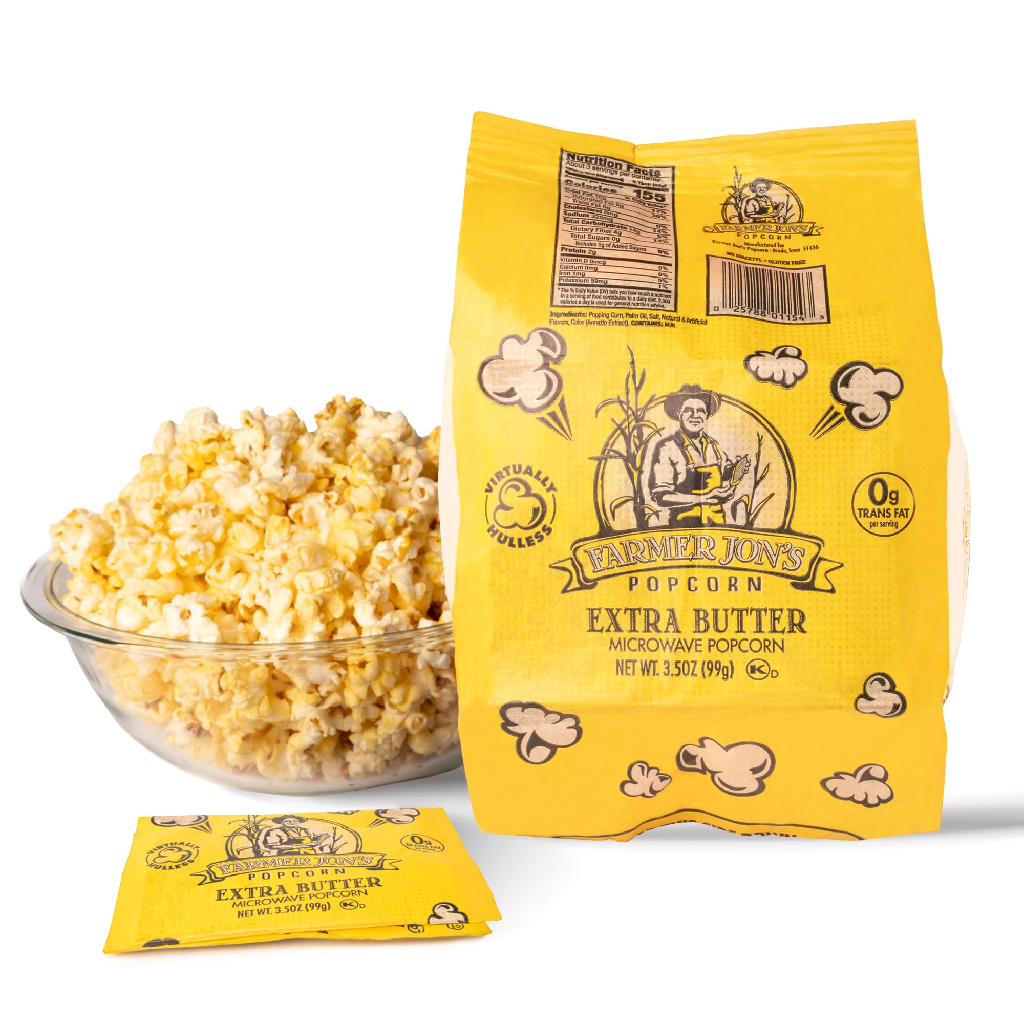 Farmer Jon's front packaging showing extra butter flavor and benefits
