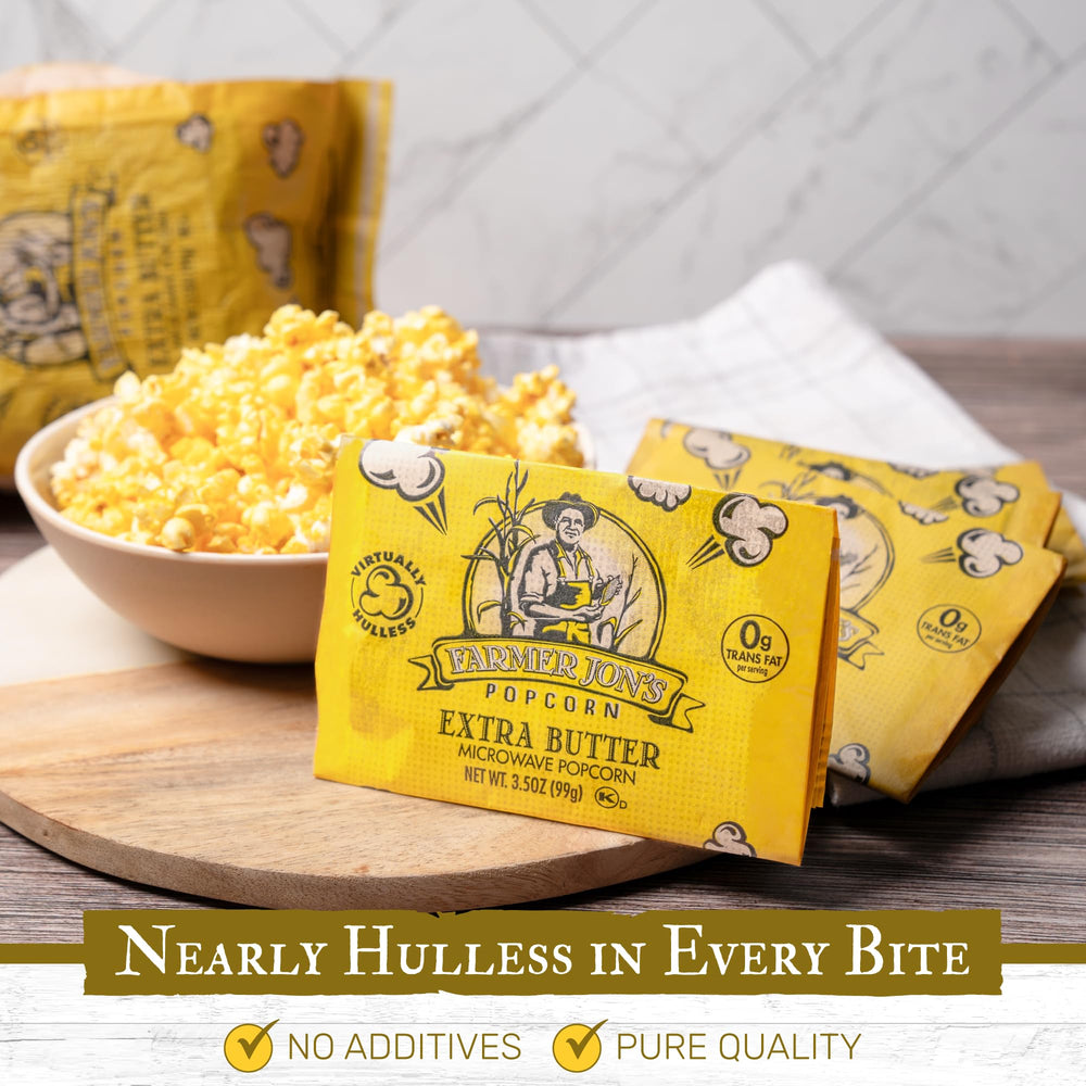 Close-up of Farmer Jon's kernel texture highlighting thin hulls and crispness