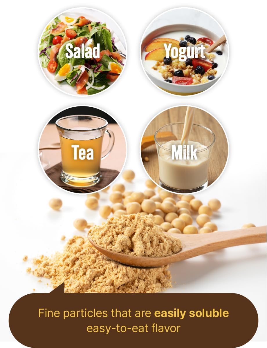 FARMER QUEEN powder stirred into soup showing enhanced umami flavor benefit