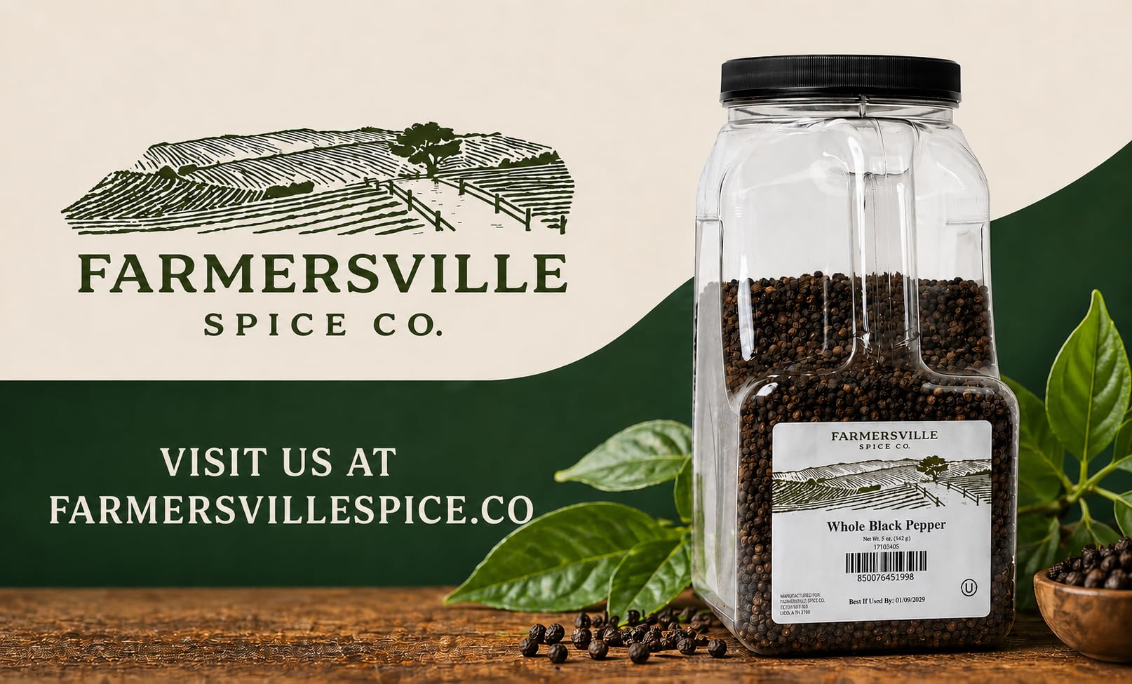 Label close-up with Orthodox Union OU symbol on Farmersville Spice Co jar