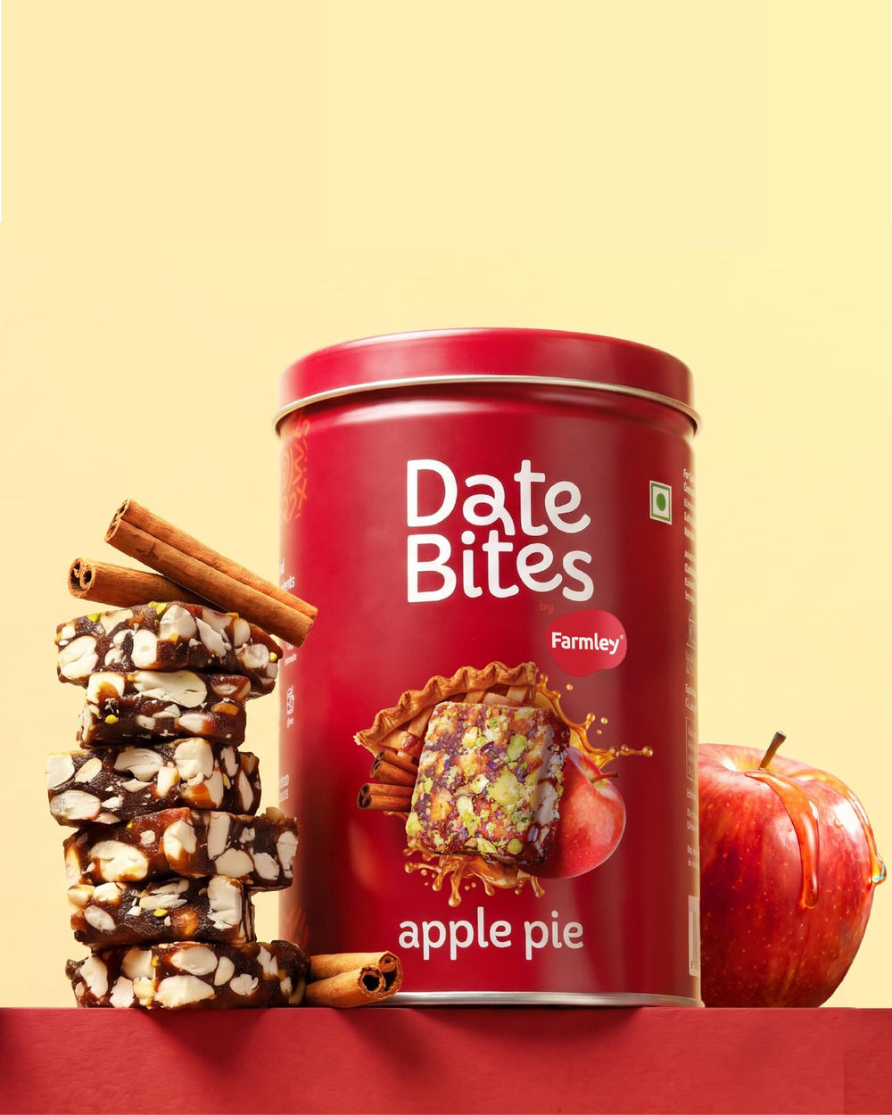 Farmley open jar with date bites visible offering resealable convenience for snacking