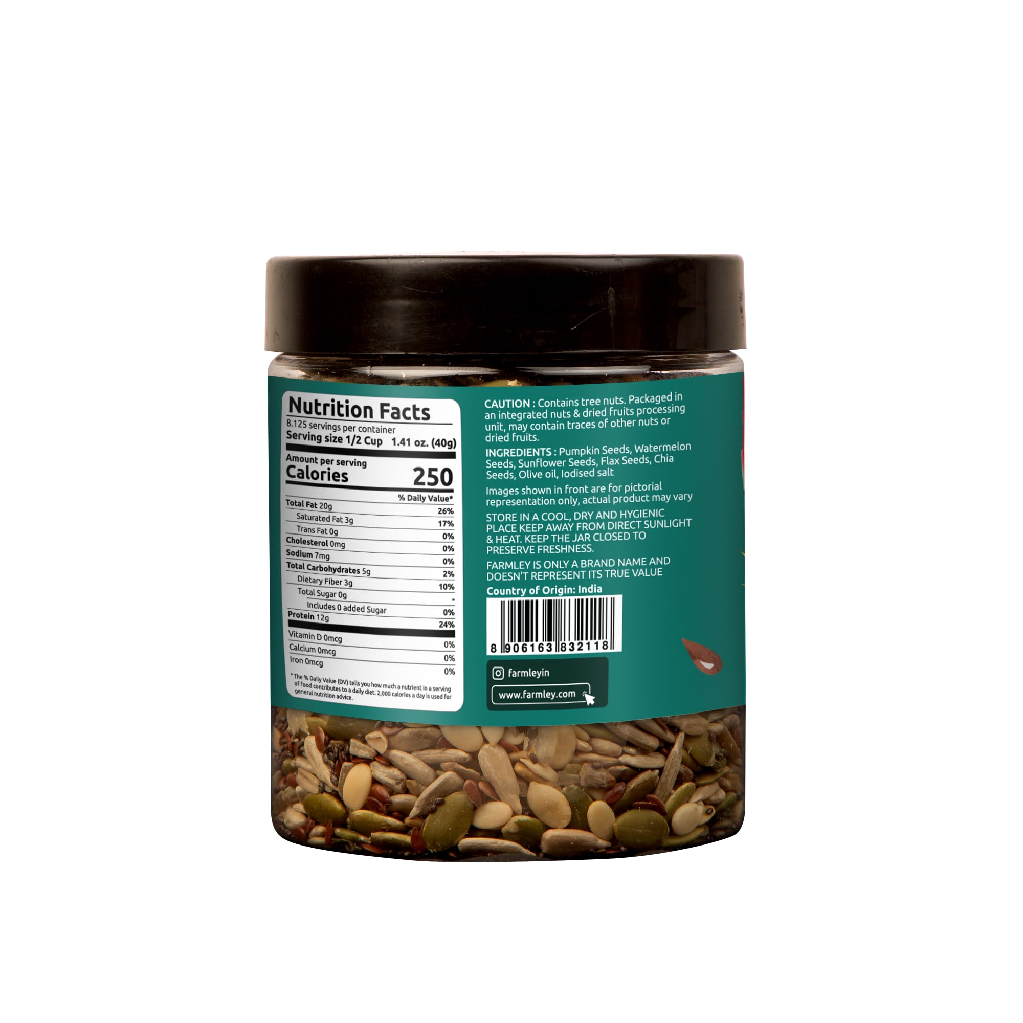 Farmley jar beside a ruler for scale showing 325 g size benefit