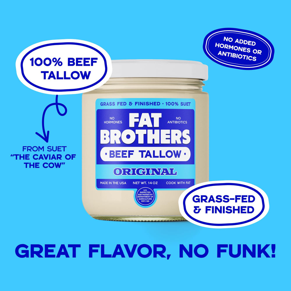 Fat Brothers jar open with spoon scooping tallow for easy use