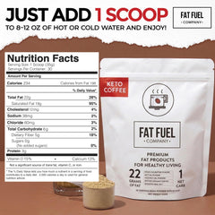 Close-up of FAT FUEL powder texture highlighting creamy mixability benefit