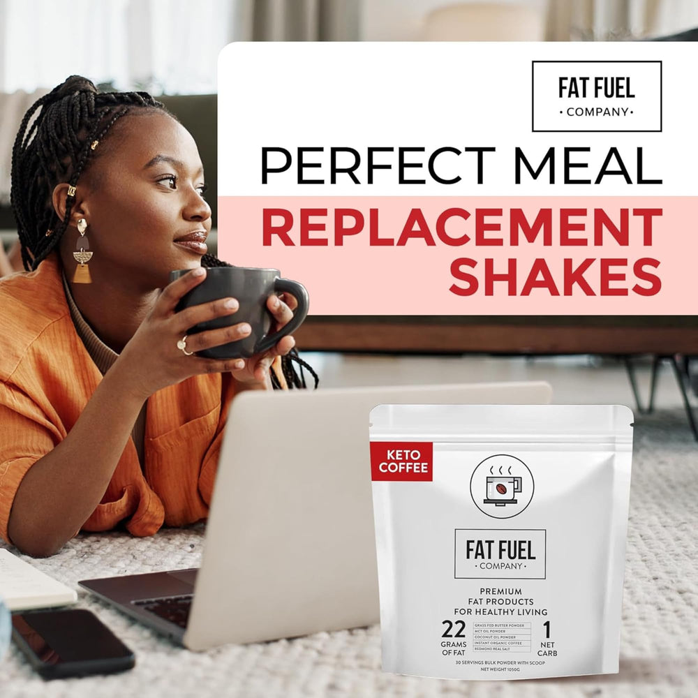 Scoop heaping 22g of FAT FUEL powder illustrating precise meal-replacement benefit