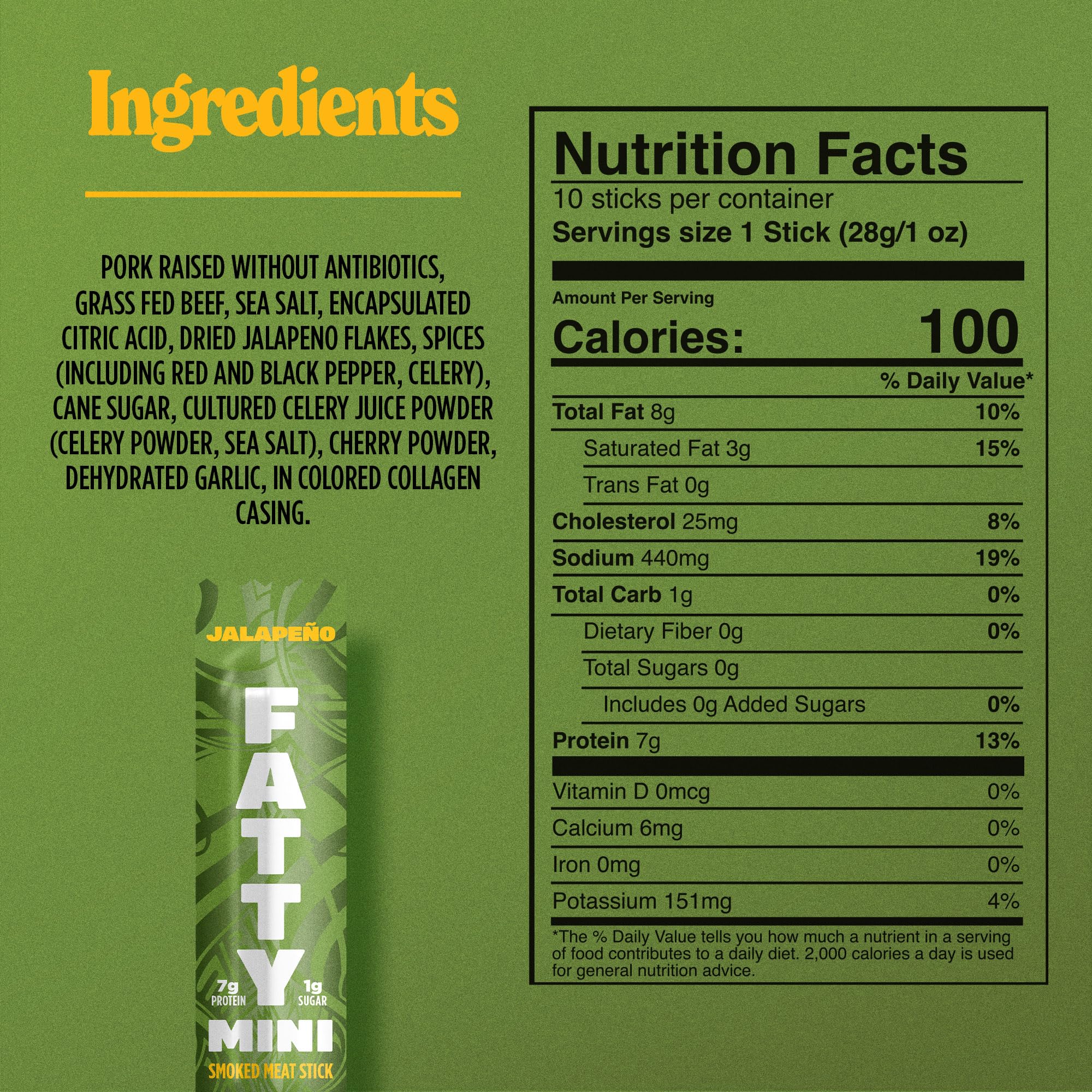 FATTY stick in hand demonstrating 1-ounce size for portion control