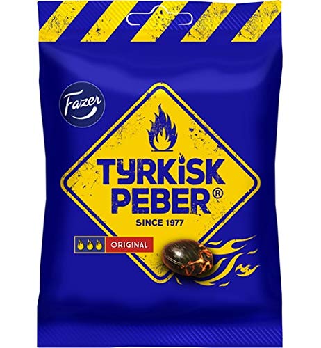 Fazer Tyrkisk Peber front packaging showing bag design and shareable portion