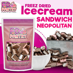 FD Pantry cross-section showing strawberry vanilla chocolate layers for clear flavor identification