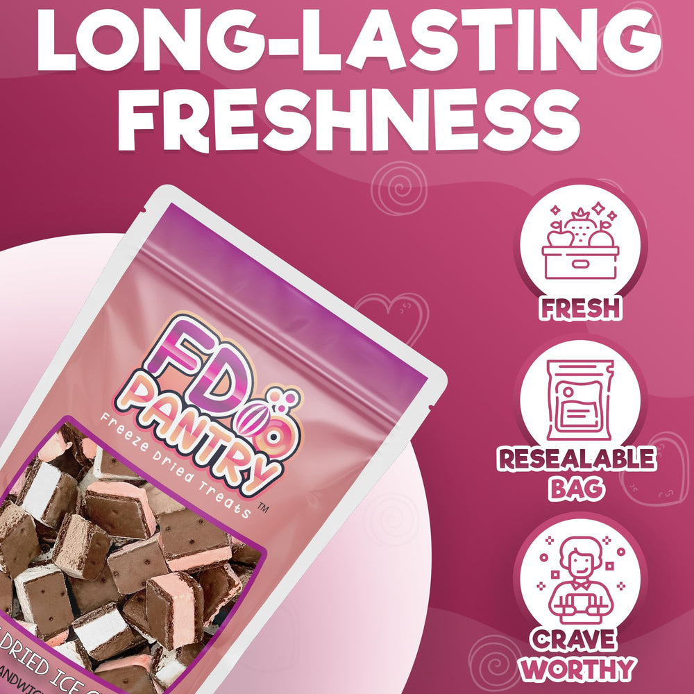 FD Pantry bites held in hand to show 2.5 oz portion size and easy carry