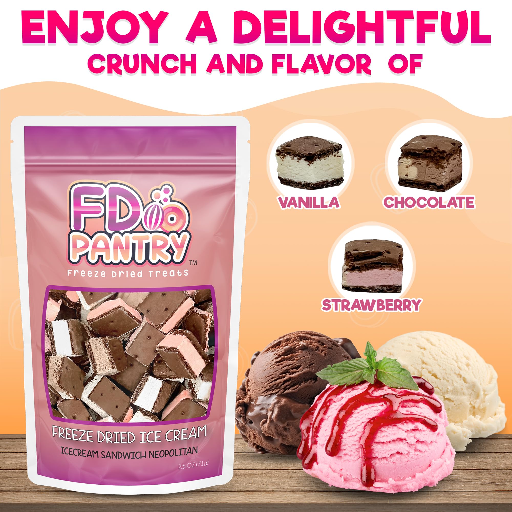 FD Pantry opened resealable bag spilling crunchy Neapolitan bites for easy snacking