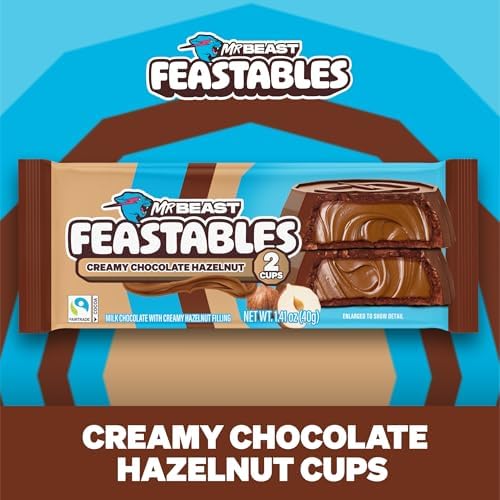 Feastables close-up of hazelnut filling showing creamy center and rich flavor appeal