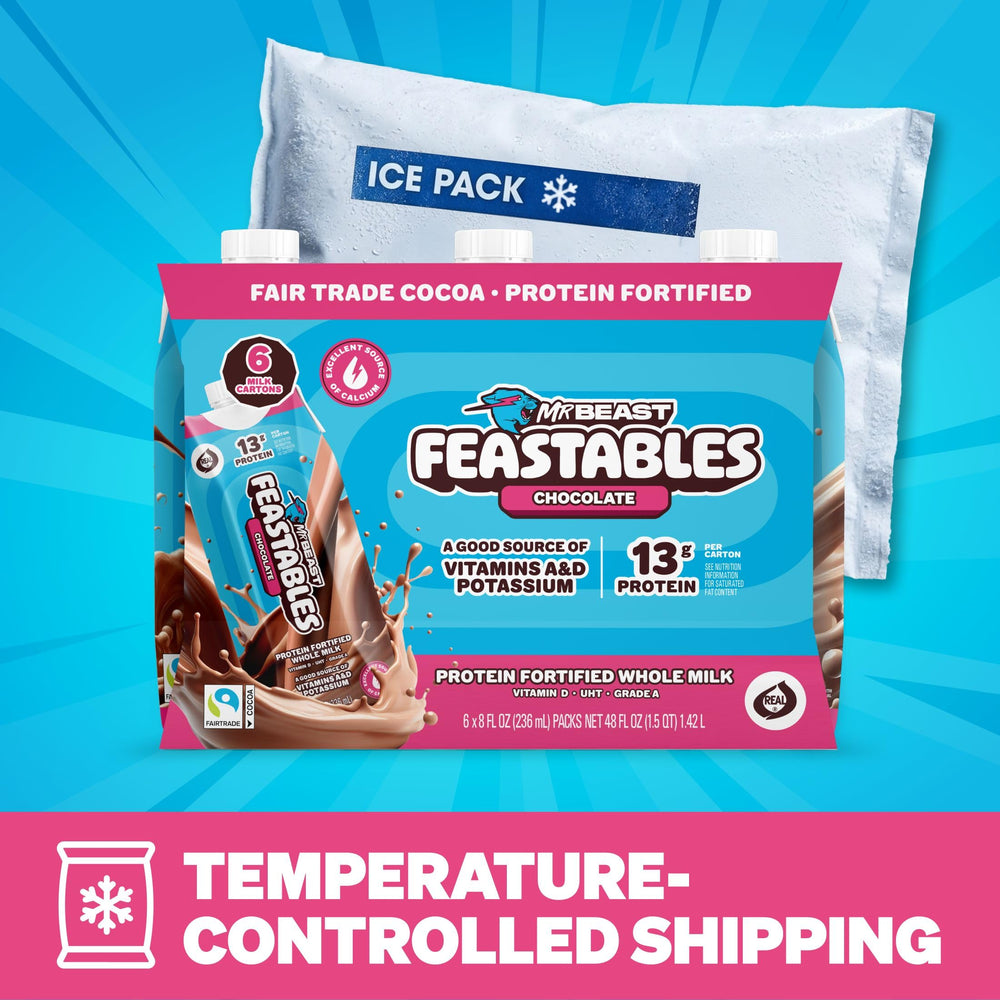Feastables MrBeast bottle in hand illustrating portable protein convenience