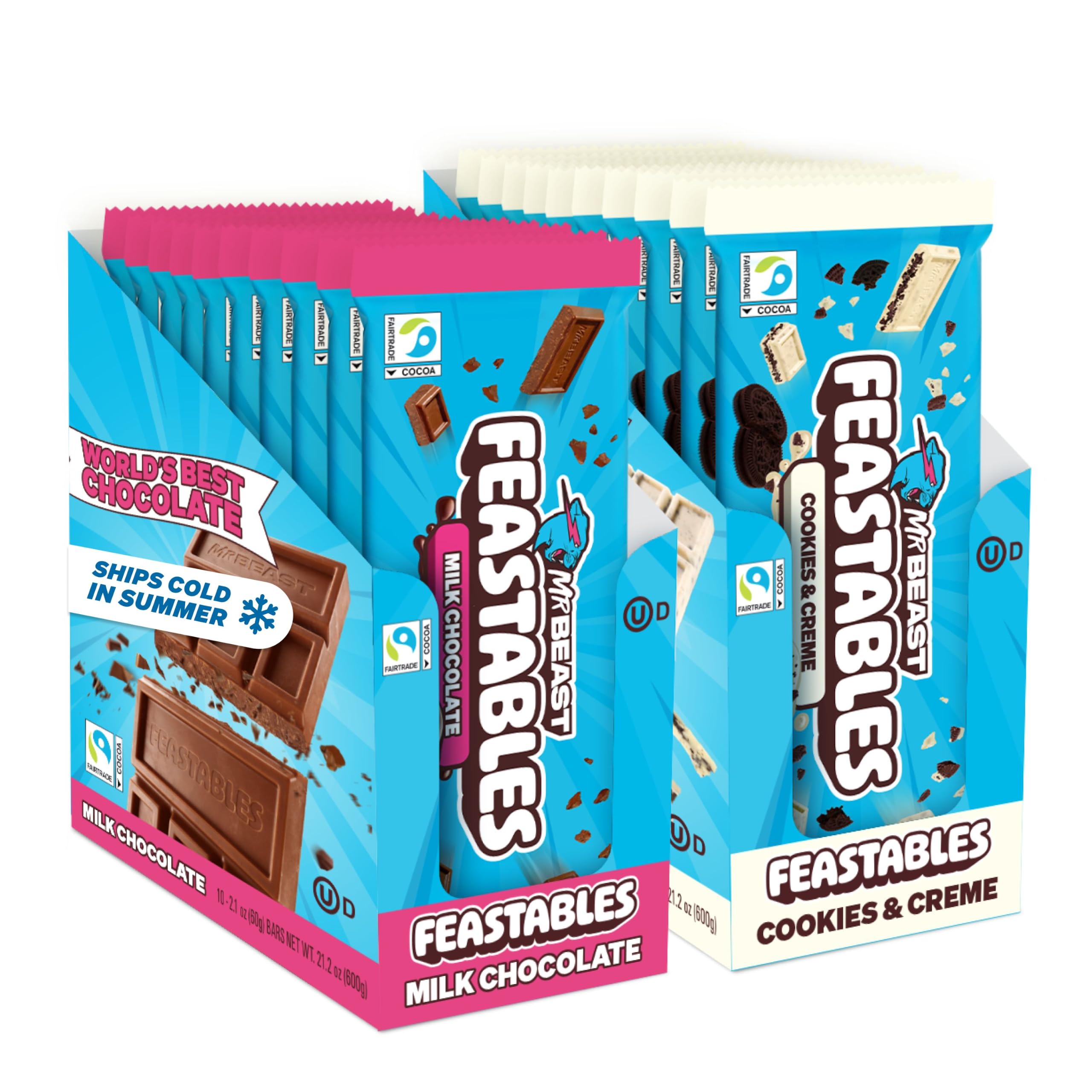Feastables MrBeast front packaging showing box and count for easy gifting