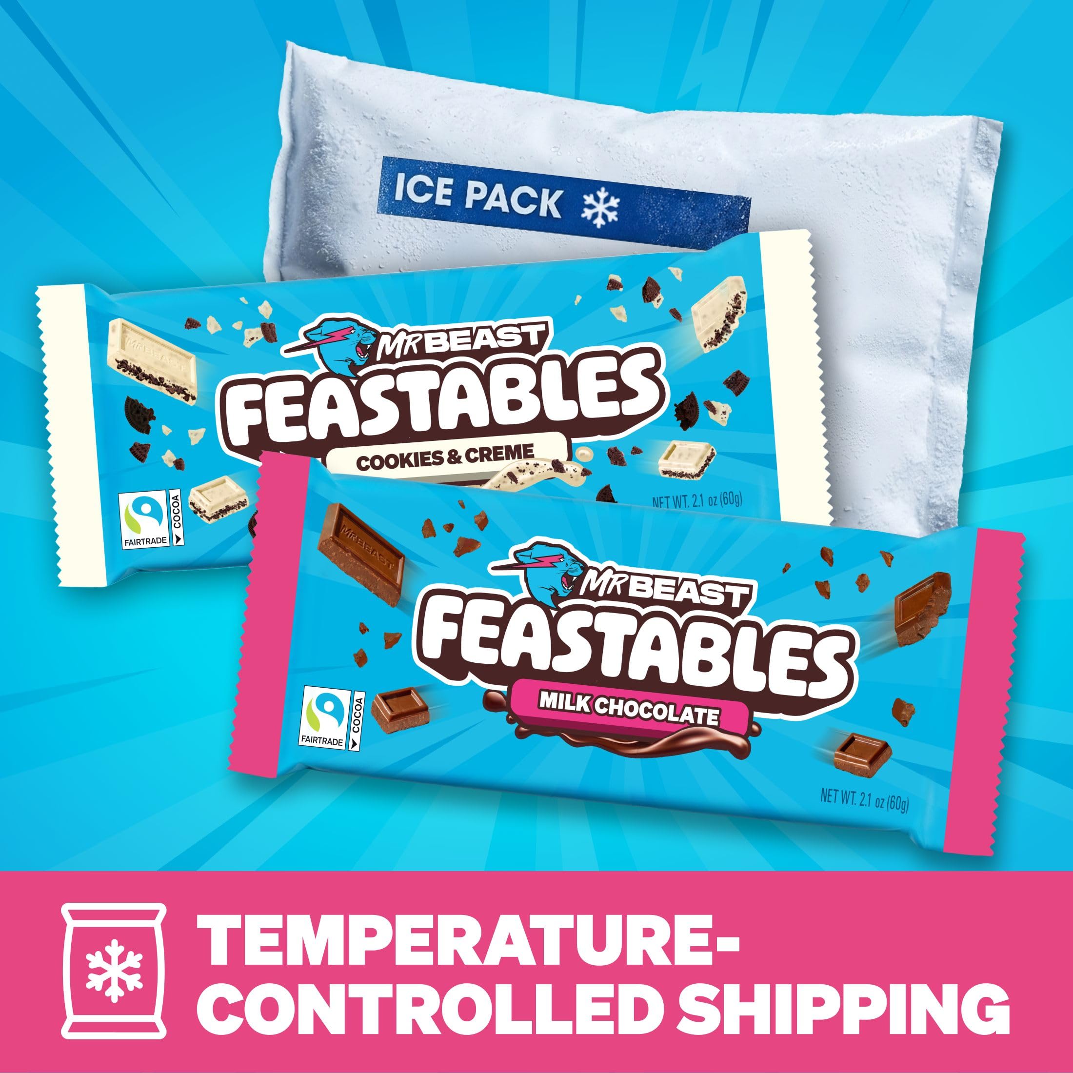 Feastables MrBeast open box layout with bars visible, convenient portioning