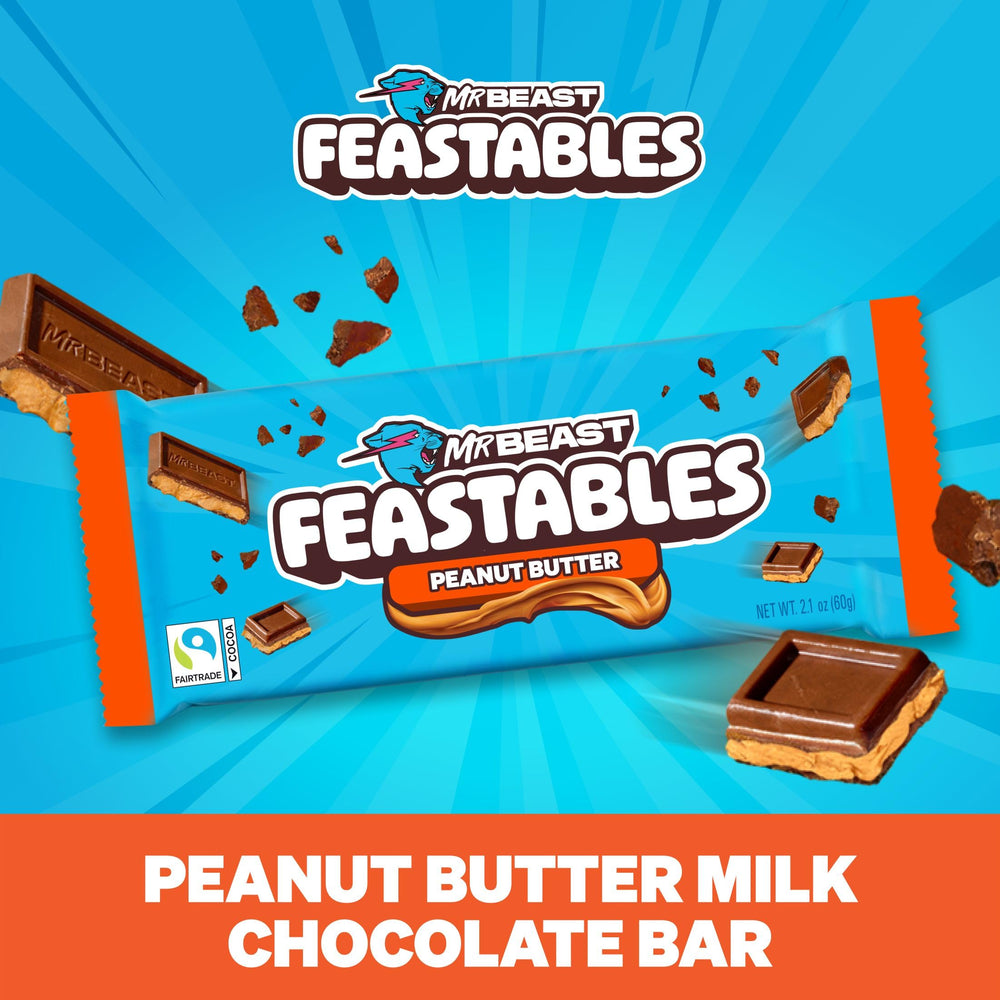 Feastables MrBeast close-up cross-section showing peanut butter layer and texture