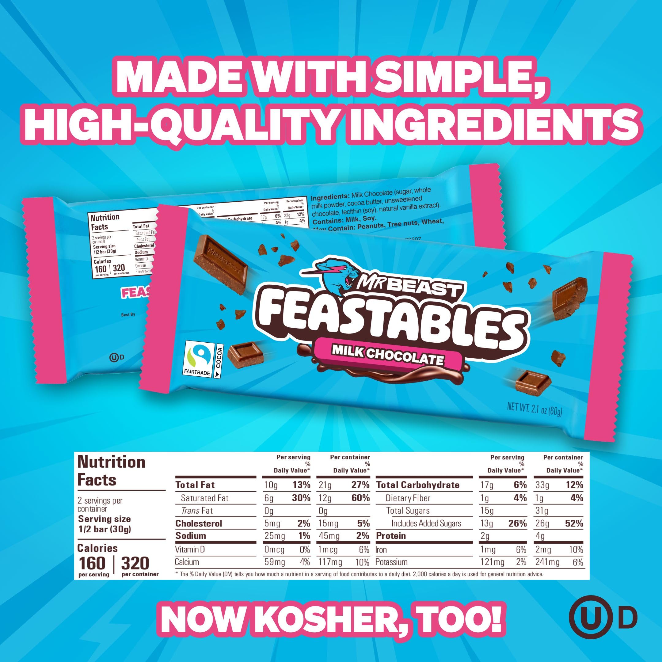 Feastables MrBeast broken bar pieces on a plate ready to share and snack