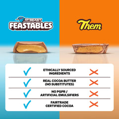 Feastables two-cup pack in hand demonstrating easy portable portioning