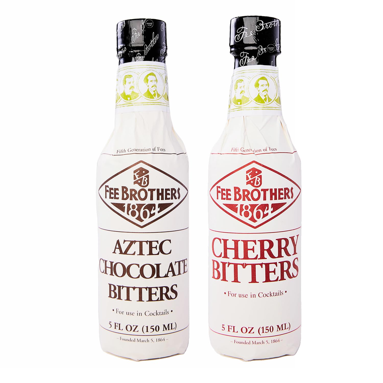 Fee Brothers bottles front packaging showing Aztec Chocolate and Cherry for versatile cocktails