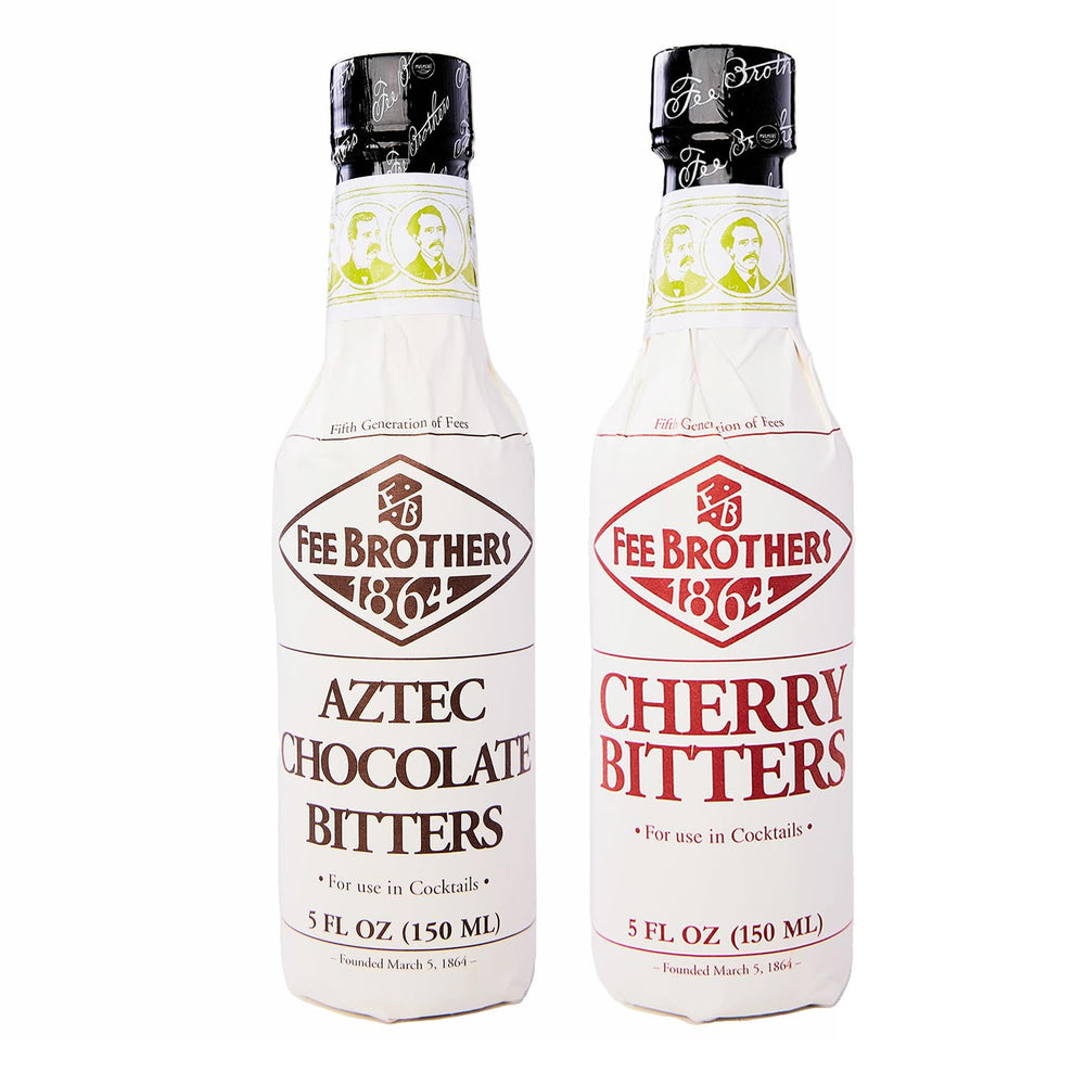 Fee Brothers bottles front packaging showing Aztec Chocolate and Cherry for versatile cocktails
