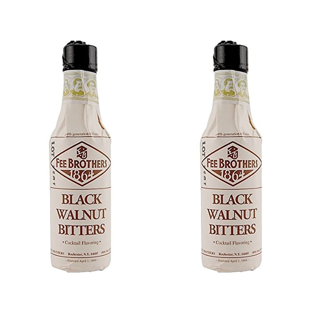 Fee Brothers black walnut bottle front label showing nutty flavor and cocktail use