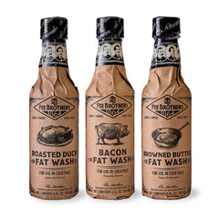 Fee Brothers front packaging of fat wash trio showing all three bottles and benefits
