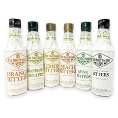 Fee Brothers front packaging showing six 5 oz bitters bottles for versatile cocktail flavor