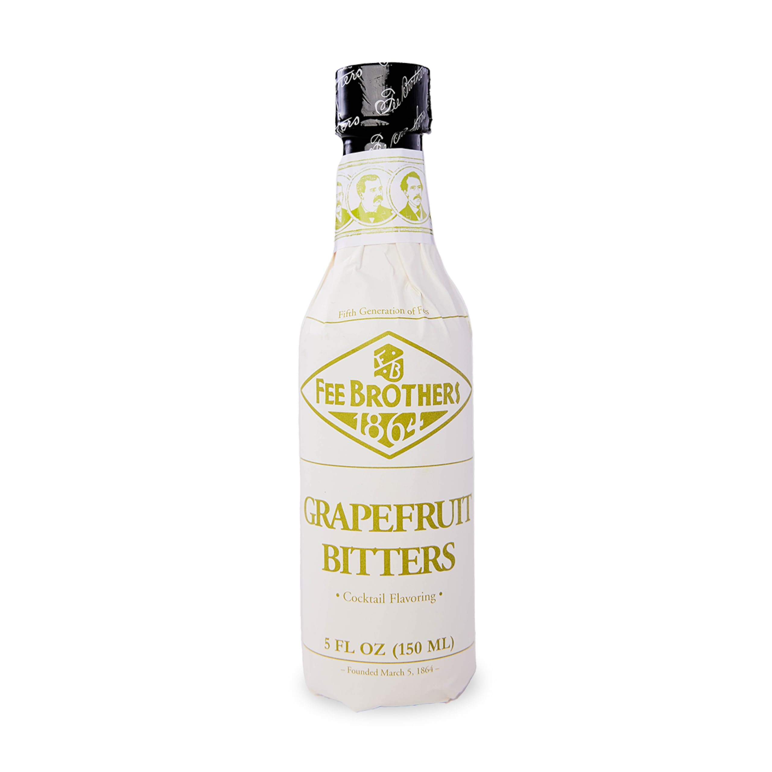 Fee Brothers bottle front label showing grapefruit bitters and volume for clear identification