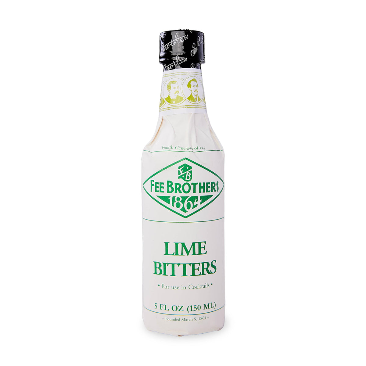 Fee Brothers lime bitters front view showing bottle and citrus benefit