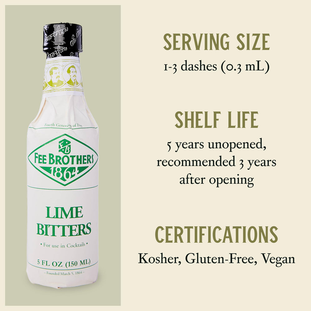 Fee Brothers 150ml bottle beside a measuring jigger showing portioning benefit