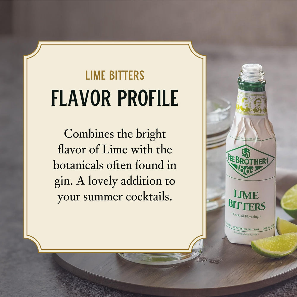 Fee Brothers lime bitters used in a served cocktail adding aroma benefit