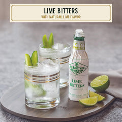 Fee Brothers label close-up highlighting botanical lime flavor benefit