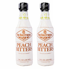 Fee Brothers peach bitters front packaging showing bottle and brand benefit of flavor