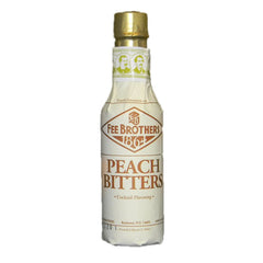 Fee Brothers bottle front label showing peach bitters and clear benefit