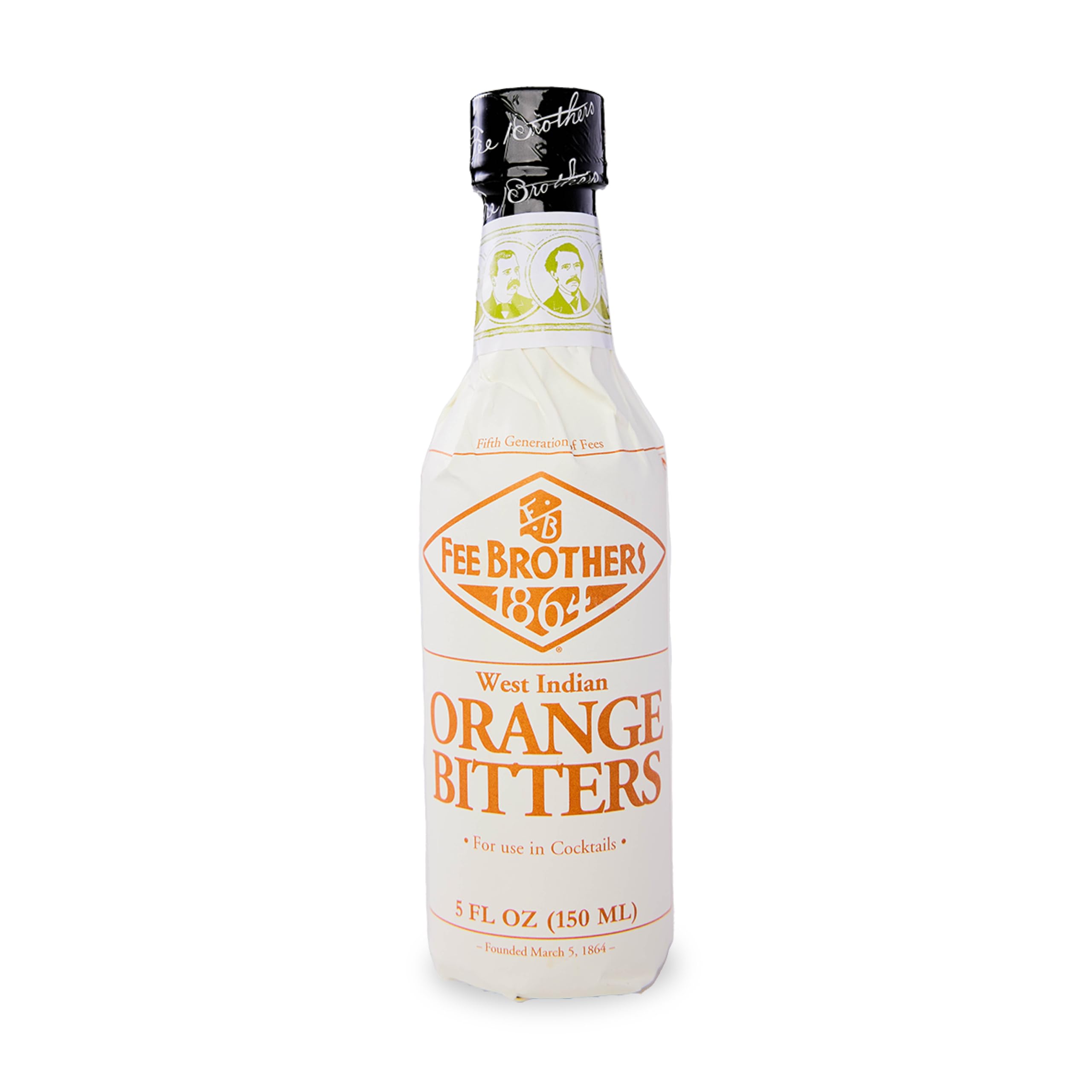 Fee Brothers bottle front label showing product identity and premium orange aroma benefits