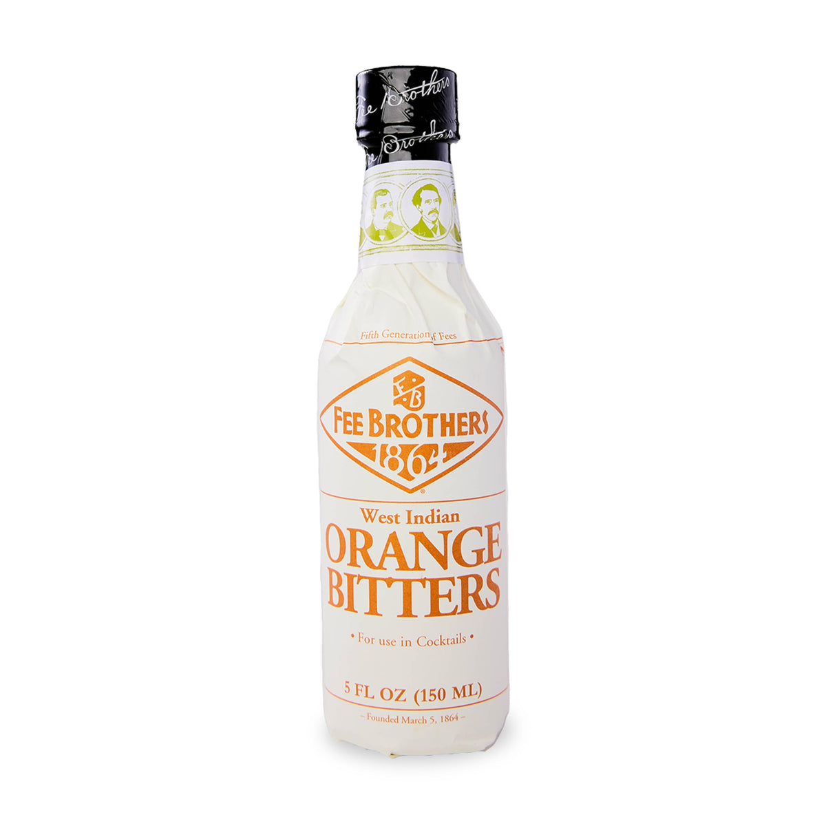 Fee Brothers bottle front label showing product identity and premium orange aroma benefits