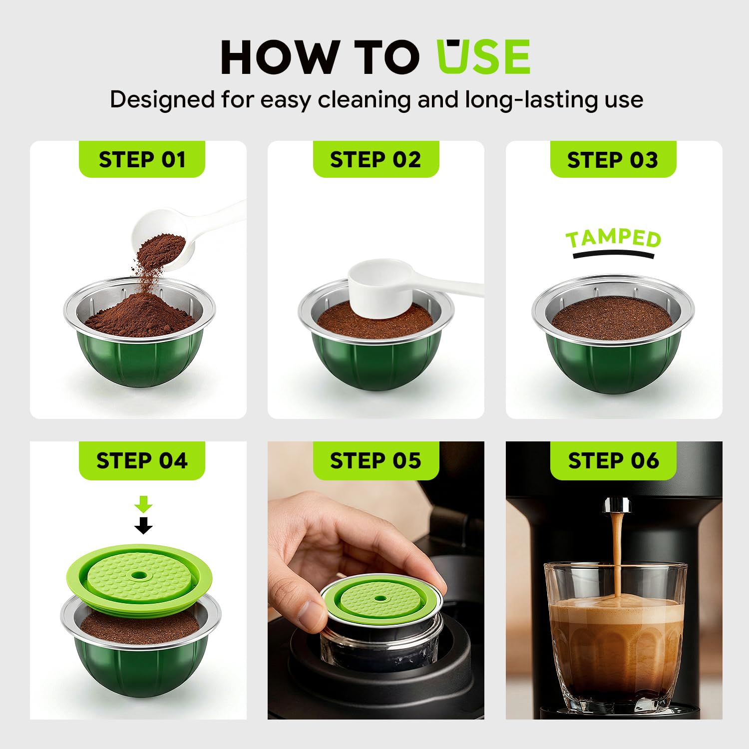 Feilifan four capsule sizes lined up showing size options for different cup volumes