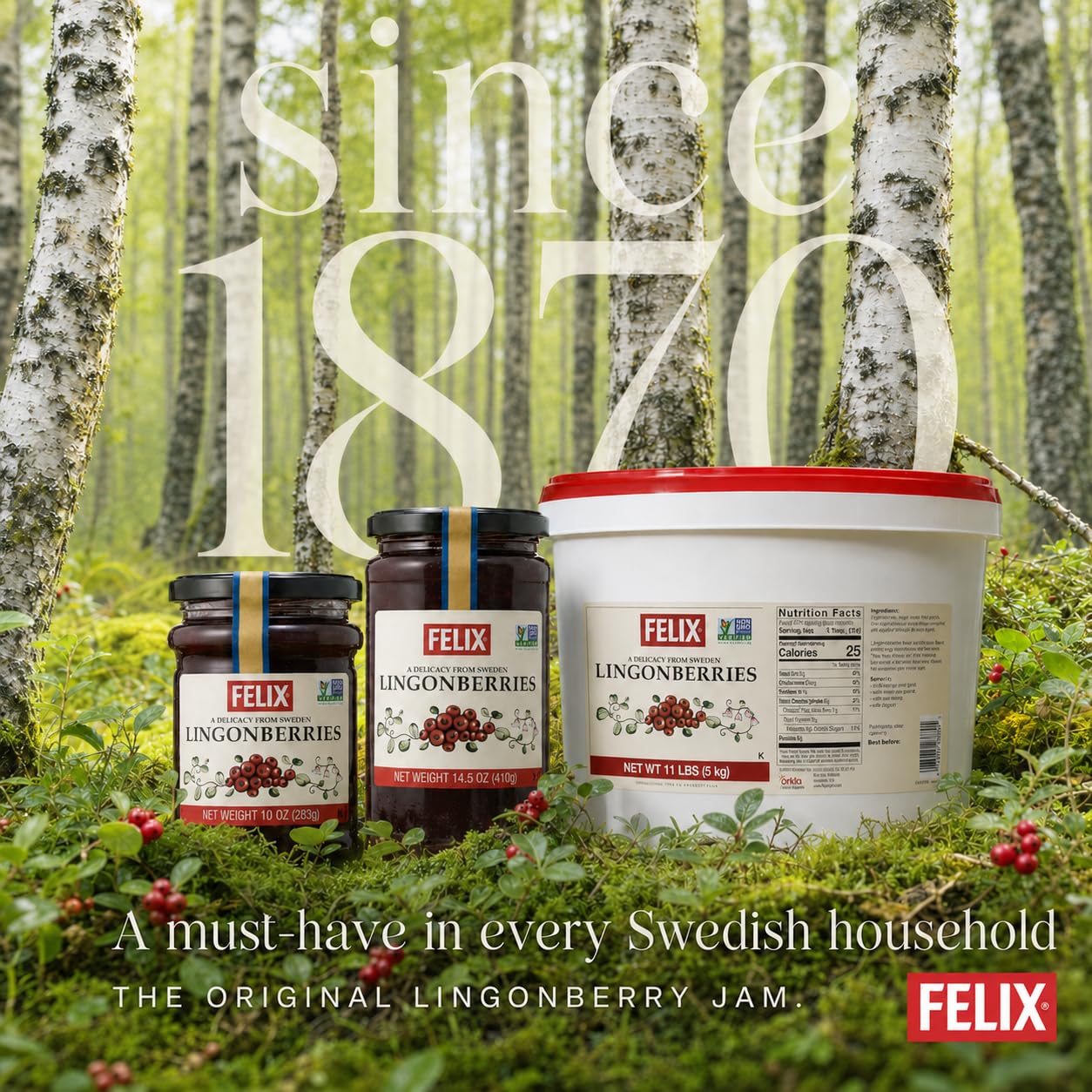Jar label and nutrition facts on Felix packaging, showing ingredient transparency and trust