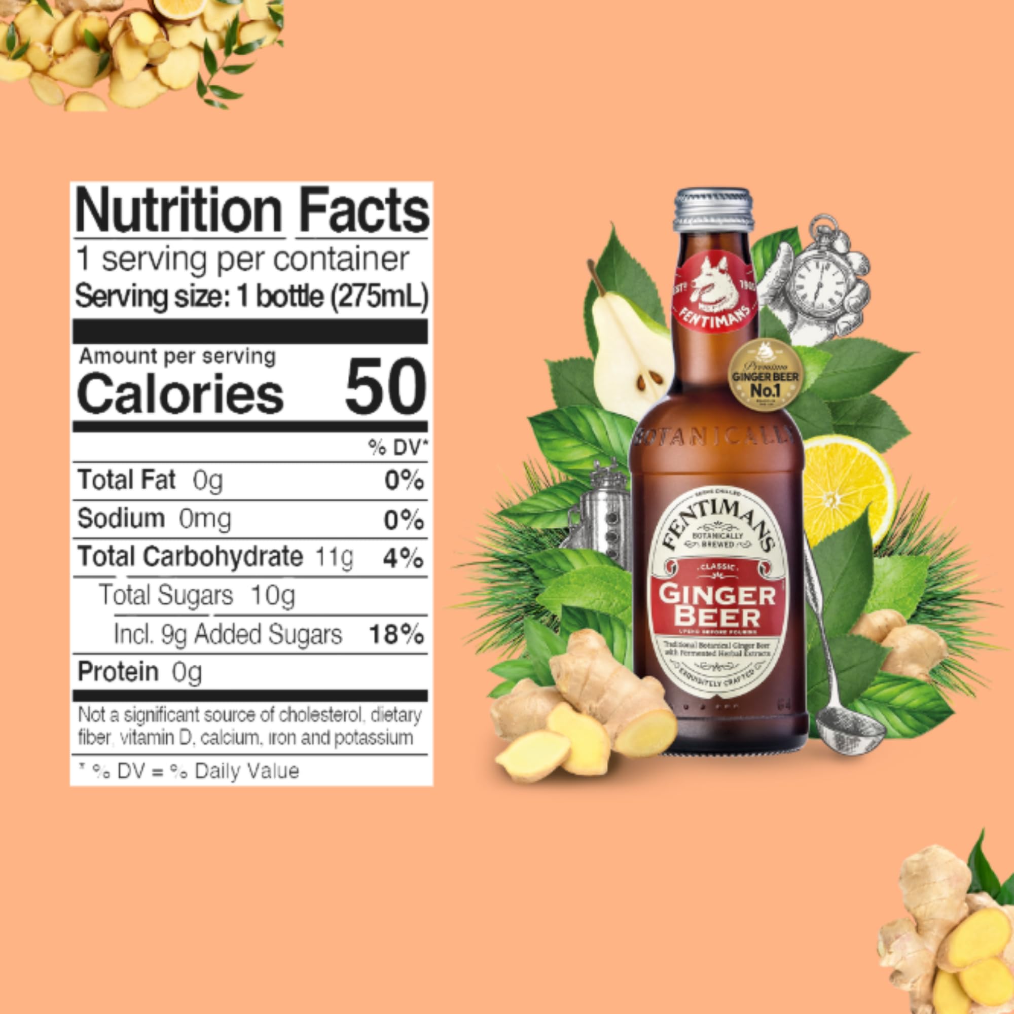 Fentimans bottle being poured into a glass showing vibrant ginger flavor and pour clarity