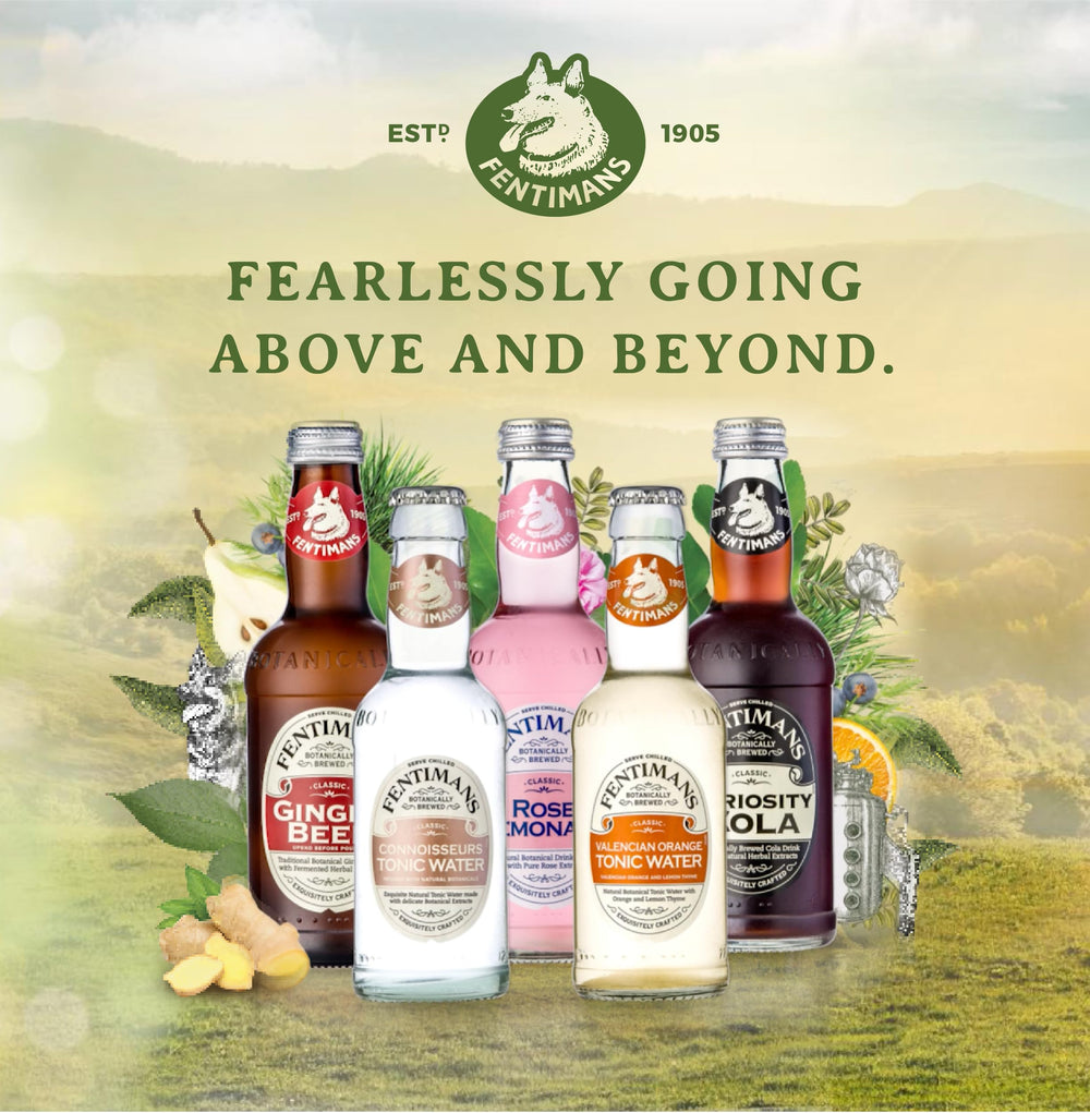 Fentimans bottle beside grilled burger and cheese benefit: shows pairing and culinary use