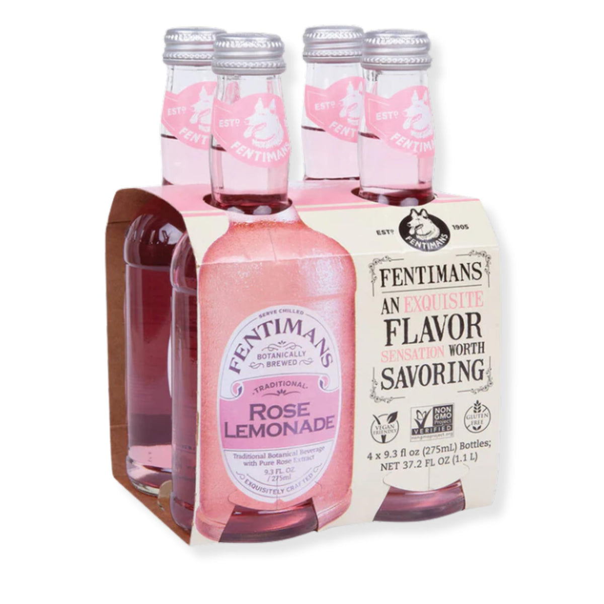 Fentimans front packaging showing four bottles, highlights craft soda appeal