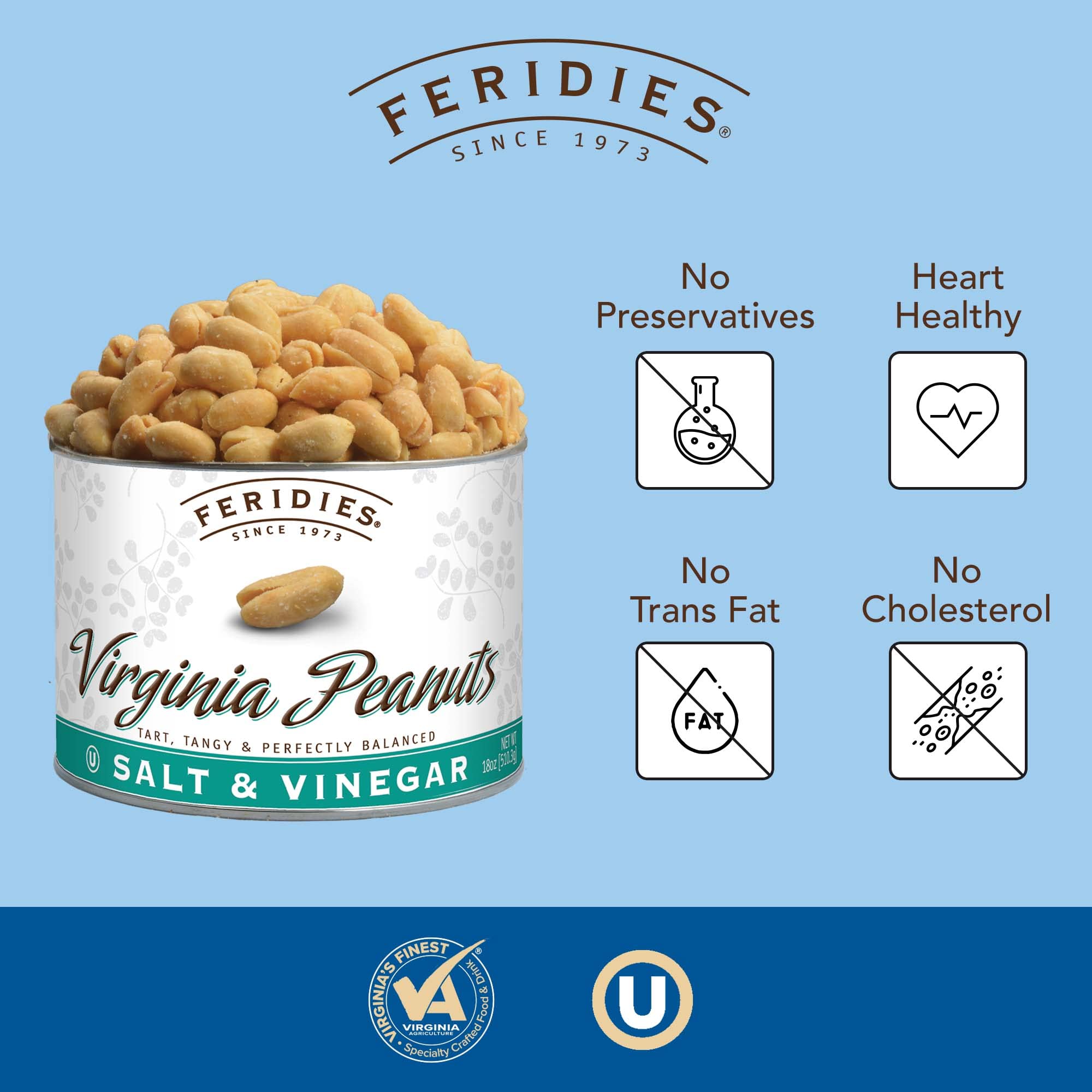 FERIDIES open tin displaying dry-roasted kernels and resealable lid preserving freshness