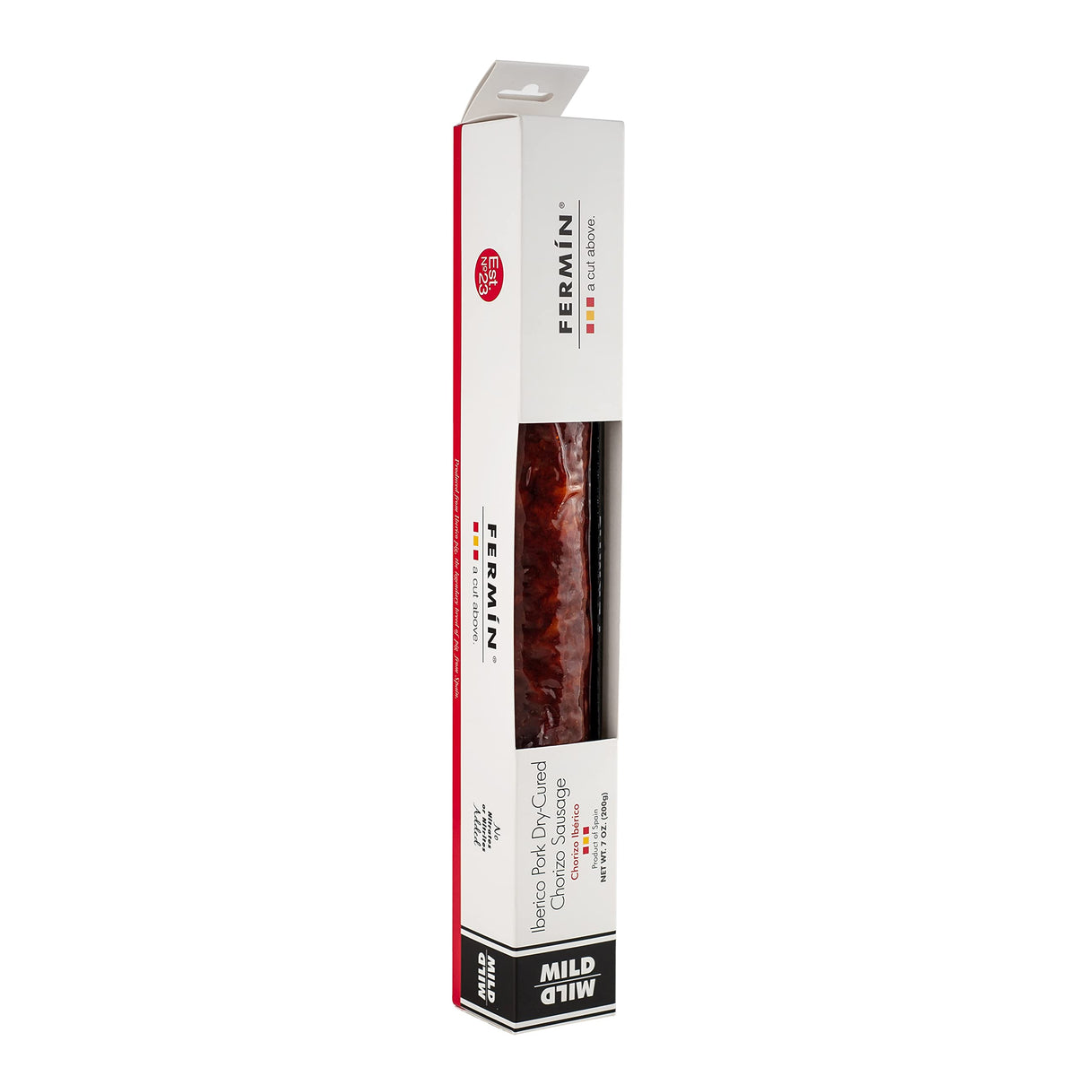 FERMIN Iberico chorizo front packaging showing natural ingredients and mild smoky appeal