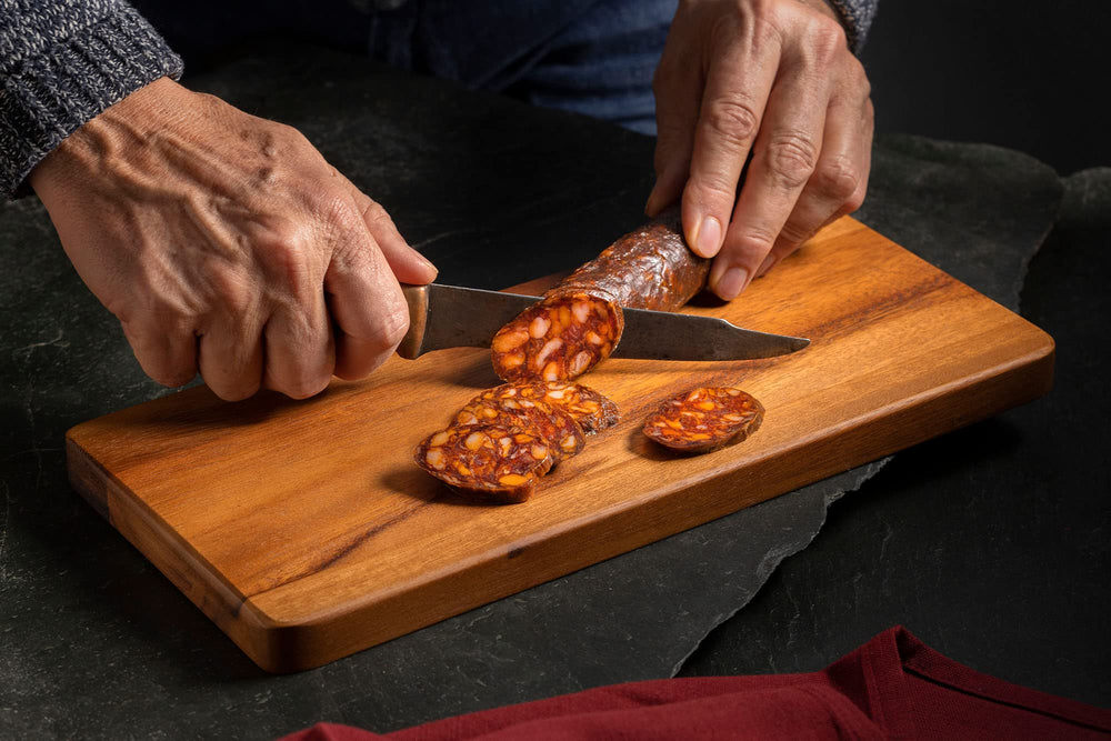 FERMIN Iberico chorizo cross-section showing marbling and juicy interior for richer taste