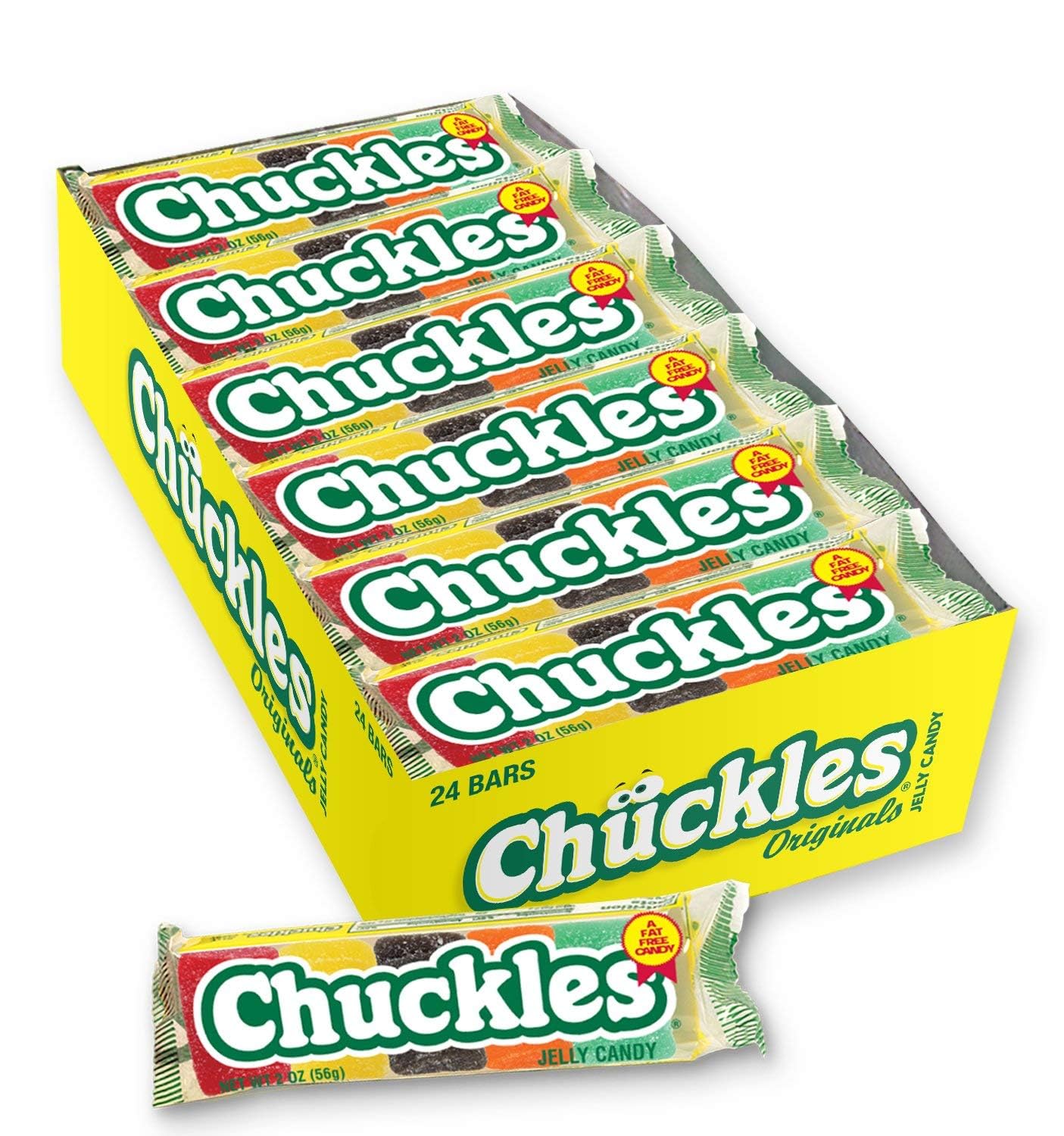 Ferrara Wonka Chuckles front packaging showing colorful bars and brand logo for quick recognition