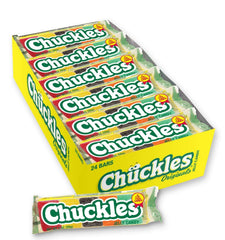 Ferrara Wonka Chuckles front packaging showing colorful bars and brand logo for quick recognition